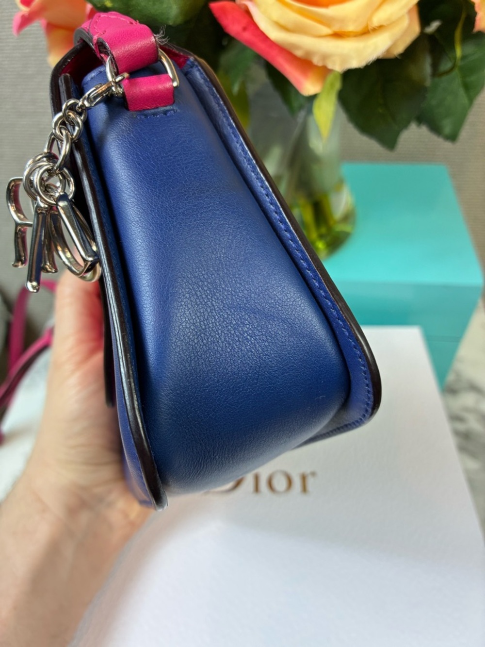 Dior Pink & Blue Leather Diorissimo Promenade Crossbody - Beautiful Pre-Loved - Picture 13 of 16